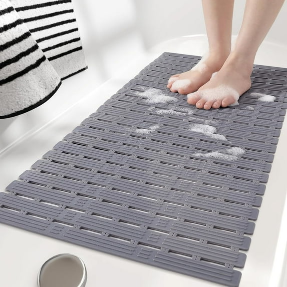Shower Mat 16"x27", Extra Long Bathtub Mat Non Slip with Suction Cups, Bath Matts for Shower Floor/Inside Shower, Quick Dry, Easy Clean
