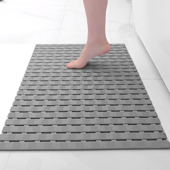 Shower Mat 27.5"x15.7", Bathtub Mat Non-Slip Bath Mat, Bathing Mat for Tub, Machine Washable, Anti-Slip Shower Liner (Gray)
