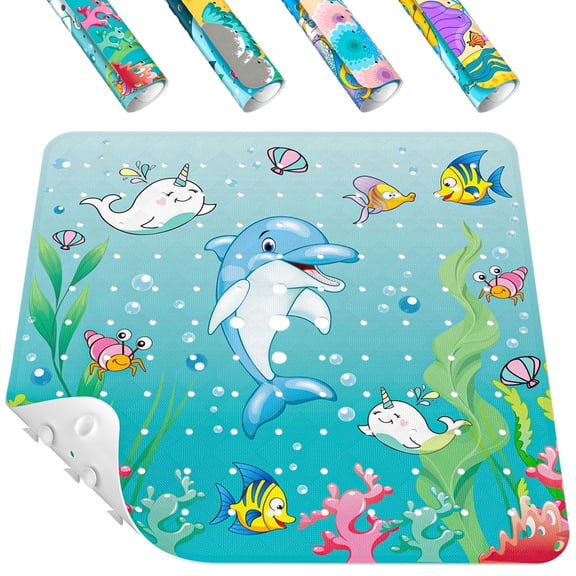 Shower Mat Anti Slip, Square Bath Mat for Tub Non Slip with Suction Cups and Drain Holes, 21x21 Inch Bathroom Shower Stall Floor Mat, Machine Washable, Soft on Feet, Clear