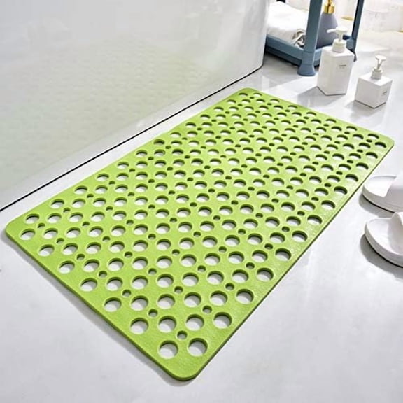 Shower Mat, Bathtub Mat Non Slip with Suction Cups and Drain Holes, Easy to Clean Soft Machine Washable, Shower Mats for Inside Shower Easy Dry&Cut (White,28" x 15"(Rectangular))