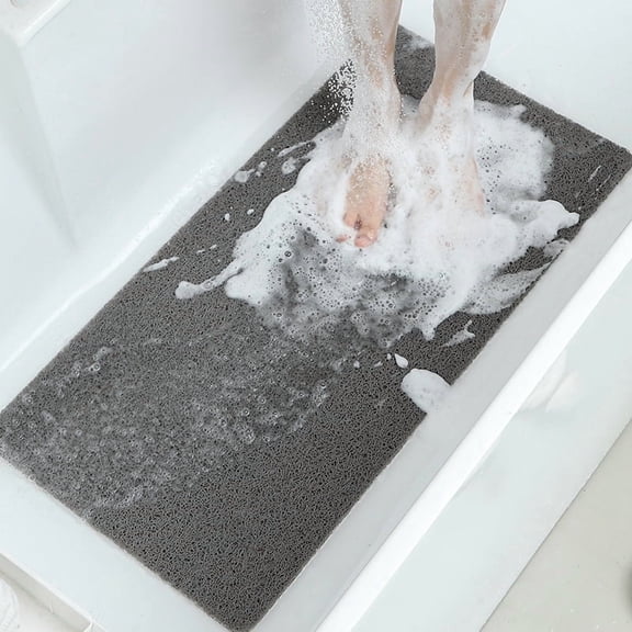 Non Slip Bathtub Mat, Anti Slip Shower Mat,PVC Loofah Shower Mat - 17.7x30 Inches, Quick-Drying Textured Bathroom Mat without Suction Cups - Grey