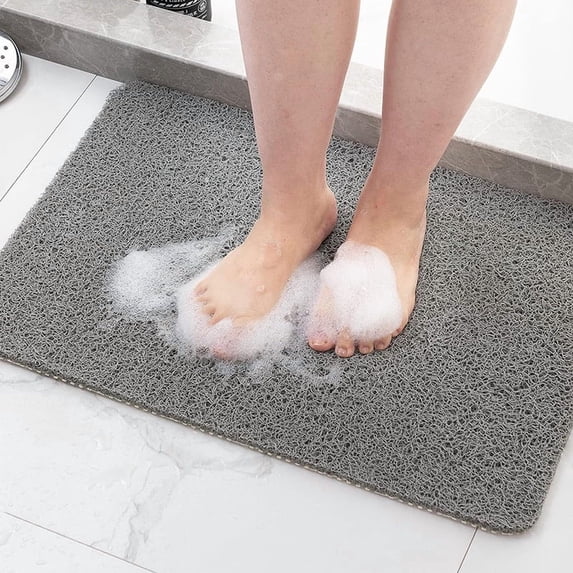 Non Slip Bathtub Mat, Anti Slip Shower Mat,PVC Loofah Shower Mat - 24x24 Inches, Quick-Drying Textured Bathroom Mat without Suction Cups - Grey