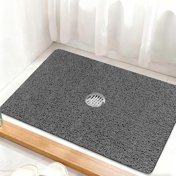 Shower Mat Non Slip: 32 x 24 Inch Extra Large Loofah Shower Mats for Inside Shower - Anti Slip Shower Stall Matt with Drain Hole in Middle
