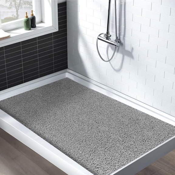 Shower Mat Non Slip: 47.2 x 31.5 Inch Extra Large Shower Mats for Inside Shower with Drain Hole - Soft PVC Loofah Anti Slip Shower Stall Mat for Walk-in Shower and Bathroom, Quick Drying