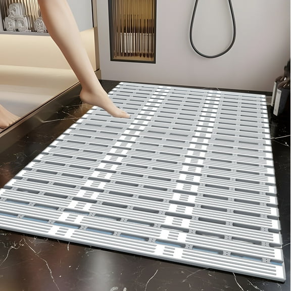 Shower Mat Non Slip Bath Mat for Tub - 27 x 16 Inch Bathtub Mat Non Slip Shower Mats for Inside Shower, Bath Mat with Suction Cups and Drain Holes, Easy to Cut