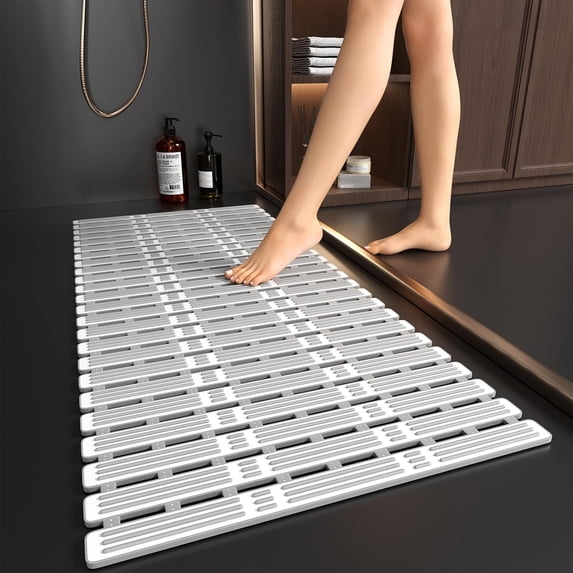 Shower Mat Non Slip Bath for Tub - 36 x 16 Inch Bathtub Inside Shower, TPE with Powerful Suction Cup, Easy to Cut Mat,
