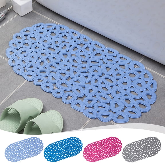 Shower Mat Non Slip Bath Tub Mat | Suction Cups & Drain Holes for Quick Dry | Plastic Bathroom Floor Protector | 12.99x25.59in | Gray | Slip Resistant Easy Clean Safety Rug