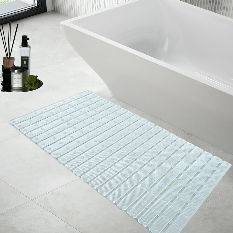 Shower Mat Non-Slip Bathtub Mat - Bath Mat For Tub Without Suction Cups,  Firm Spa Bath Mat, Shower Floor Mat With Heavy Duty Rubber For Indoor &  Outdoor, White Transparent 