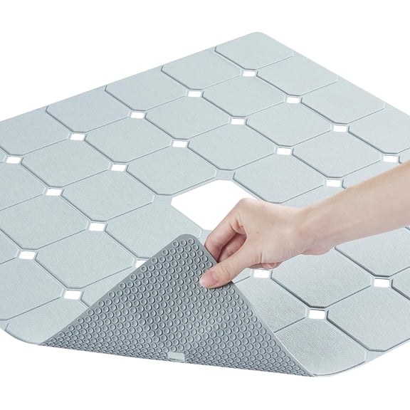 Shower Mat Non Slip Silicone Soft Odorless Bathtub No Suction Cups for Refinished,Reglazed and Textured Bath Tub 24 X Inch Grey