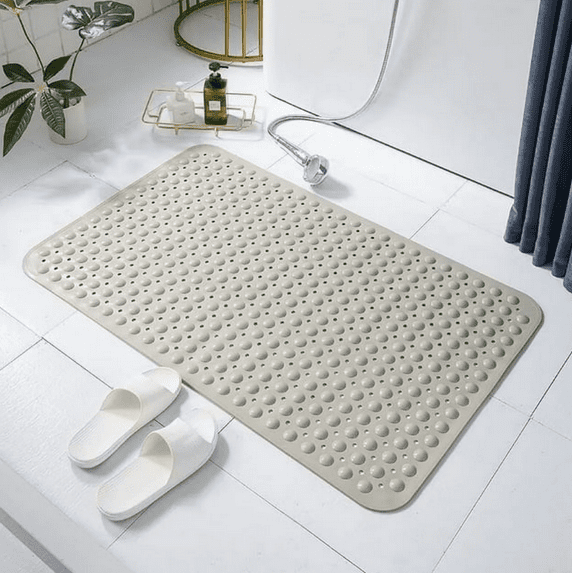 Shower Mat TPE Non Slip Shower Mat, Inside Shower Mat with Drain Holes Suction Cups, Walk in Shower Mat for Shower Stall, Anti-Slip for Elderly Kids 31" x 19"