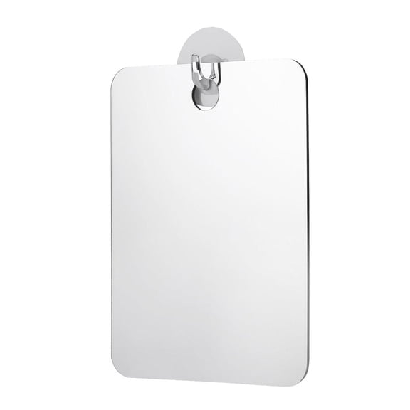 Shower Mirror with Suction Cup Mount, Fog Resistant Unbreakable Glass for Makeup Shaving, Portable Bathroom Travel Accessory (Silver)