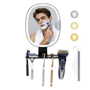 Behome Shower Mirror with LED Light, 3 Color Modes & Stepless Adjustable Brightness, Rechargeable Shaving Mirror with Razor Holder, for Bathroom, Vanity, Bathtub