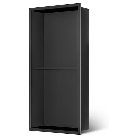 Shower Niche 12" X 24" Black, Stainless Steel Wall Niche Double Shelves Recessed Shower Shelf for Bathroom Storage, No Tile Needed Over Mount Installation