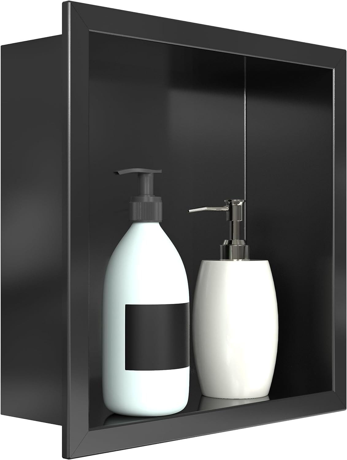 Matte Black Stainless Steel 12" x 12" Wall-Mounted Shower Niche