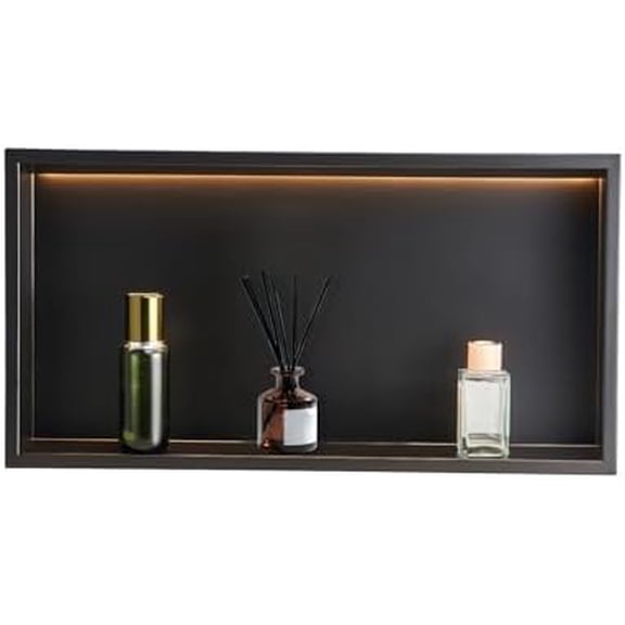 Shower Niche, 13 x 25 x 4 inch Recessed Wall Niche With LED Strip,Heavy-duty Stainless Steel Modern Shampoo Storage Organizer,Sealed Waterproof, Durable & Easy to Install,Black for Bathroom