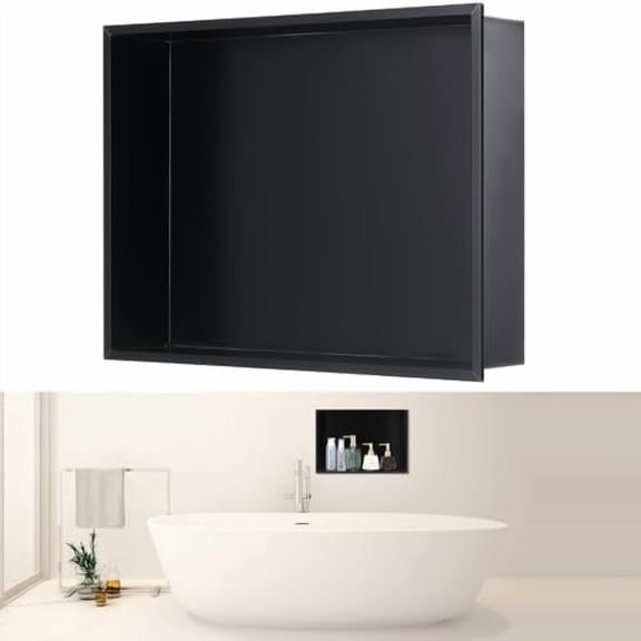 Shower Niche 15.7 x 11.8 x 3.5 Black Insert Storage Shower Shelf Recessed Wall Niche No Tile Needed Stainless Steel Bathroom Storage for Bathroom Shampoo Soap Shelf Easy Install
