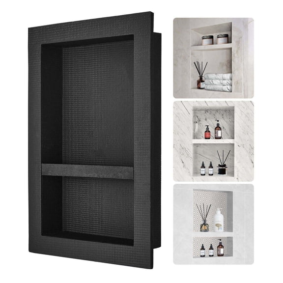 Shower Niche 16x24, Double Shelf Recessed Niche, Waterproof Shower Storage - Black, Square Corners, Tile Ready, Bathroom Organizer