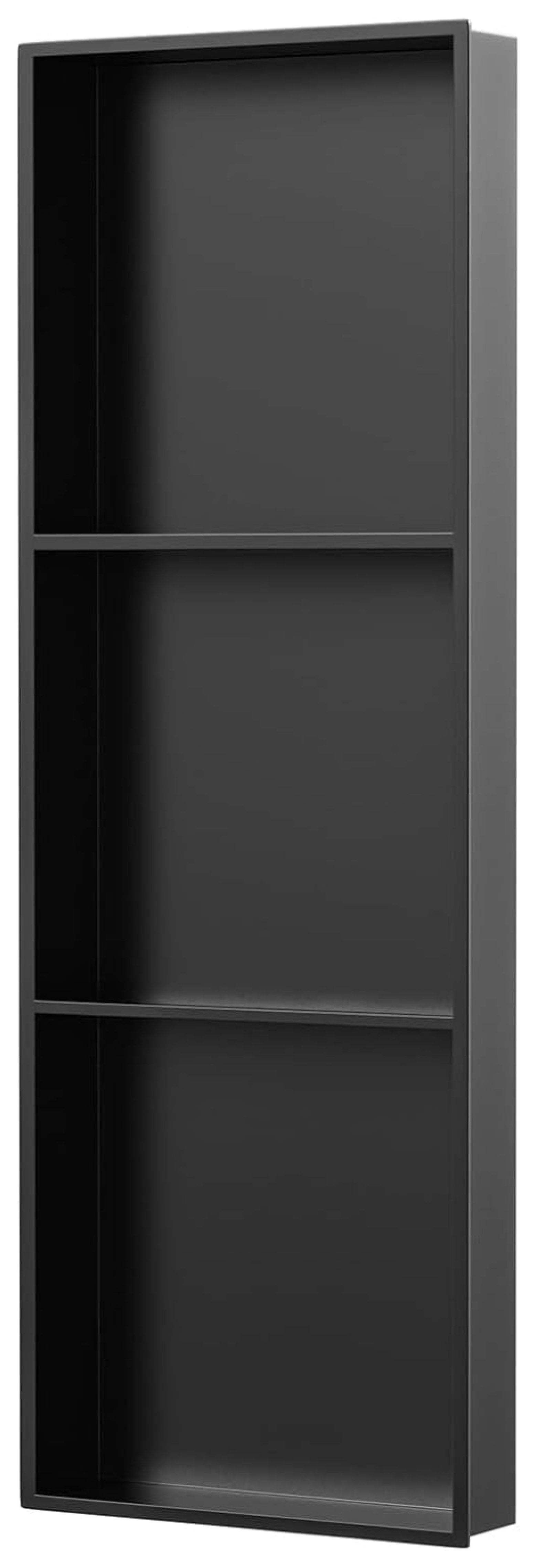 Shower Niche 8" X 36" Black, 3 Shelves Wall Niche Stainless Steel Recessed Shower Shelf for Bathroom Storage, No Tile Needed Over Mount Installation