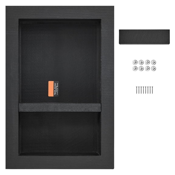 Shower Niche Ready for Tile 16" x 24", Double Shelf Organizer, Square Corners Wall-inserted Niche Recessed, Sealed Protection Modern Soap Storage Niche for Shower Bathroom, Black