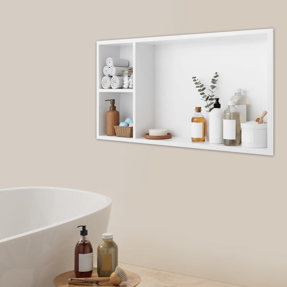 Shower Niche, Wall Niche with Shelf, Recessed Niche for Bathroom Storage 24*12*3.94in White