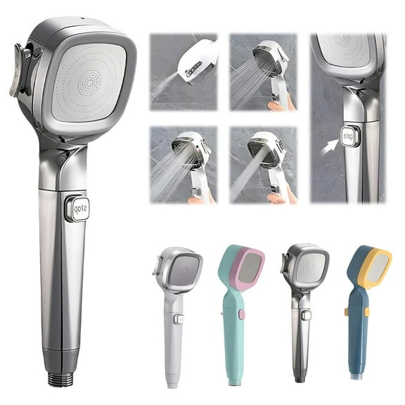 Shower Nozzle, 4-Mode Handheld Pressurized Shower Head With Pause Handheld Shower Head - Anti-Clog Nozzles Four-Gear One-Button Water Stop Booster Shower Shower Shower Adjustable Showerhead
