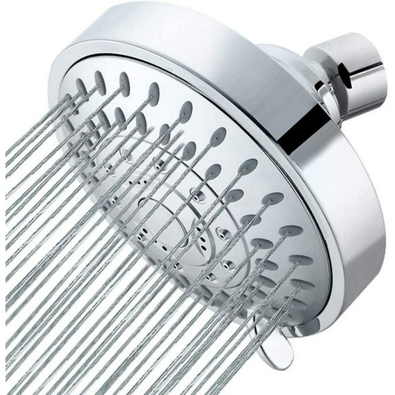 Shower Nozzle Shower Head, High Pressure Rain Fixed Showerhead Rainfall 5-Setting with Adjustable Metal Swivel Ball Joint