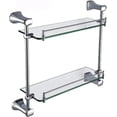thumbnail image 1 of Shower Organizer   Bathroom Glass Shelf, 2 Tier Wall Mounted Alloy Thickening Glass Shower Caddy Storage Basket, for Kitchen, Bathroom Glass Shelves with Rail, 1 of 7