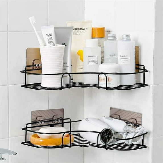 Shower Organizer Storage -1 Pack - Tutuviw Bathroom Corner Shelves, Shower Caddy with Rustproof Stainless Steel Adhesive Sticker for Kitchen & Bathroom Accessories- (Black)