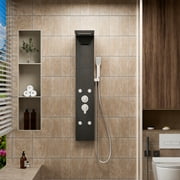 Shower Panel Tower System,Stainless Steel Bathroom Stand Up Shower Kit,Wall-Mount Shower Panels with Rainfall Shower Head,Tub Spout and Handheld Shower,Matte Black