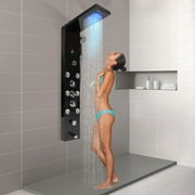 Shower Panel Tower System Stainless Steel Rain Massage Full Body Shower System Hydroelectricity Display Bathroom 6-Function Shower Tower