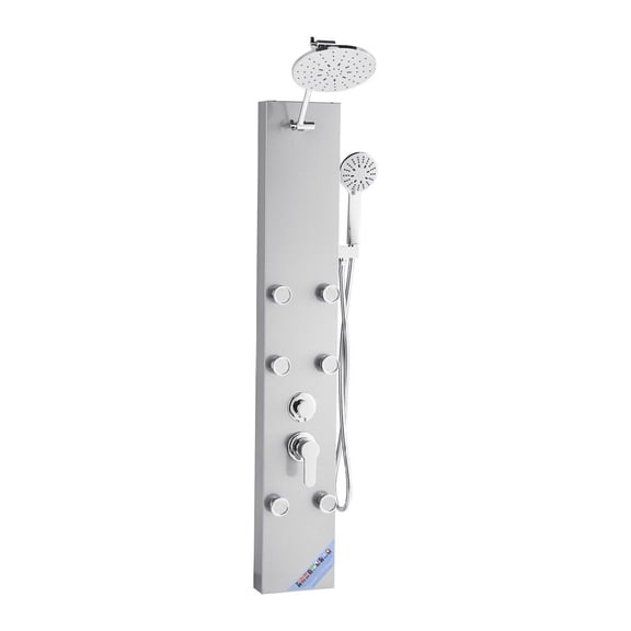 Shower Panel Tower System, Stainless Steel Shower Column with Rainfall & Massage Jets, 3 Mode Adjustable Shower System for Bathroom