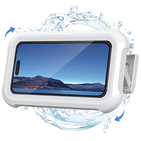 Shower Phone Holder Waterproof - 480° Rotation, Adjustable Wall Phone Mount for Shower, Bathroom Bathtub Cell Phone Stand, Water Proof Anti Fog Shower Case, Shower Accessories for 4-7" Phones
