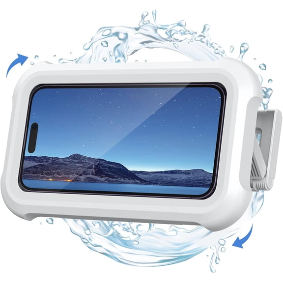 Shower Phone Holder Waterproof - 480° Rotatable Retractable Adjustable Shower Phone Case Holder, Bathroom Wall Phone Mount Stand Water Proof Anti Fog Case, Shower Accessories for 4-7" Phones