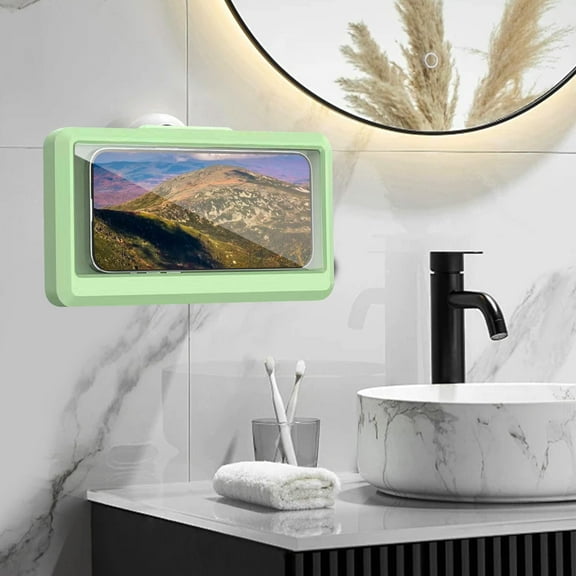 Shower Phone Holder Waterproof 480 Rotation Phone Stand Case Mount for Bathroom Batheub Kitchen Wall Mirro Compatible with iPhone 15 14 13 12 11 Plus Pro Max XS XR up to 6.8" Cell Phone