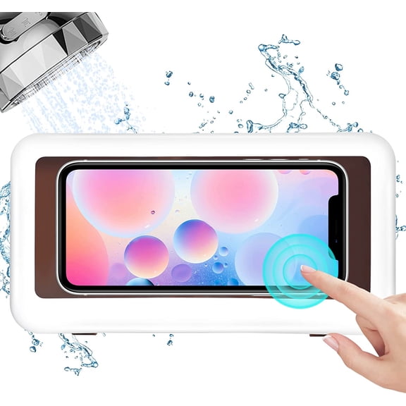 Shower Phone Holder Waterproof, Anti-Fog Touch Screen Shower Phone Case, Wall Mount Phone Holder for Shower Bathroom Mirror Bathtub, Compatible with 4.7"-6.8" Mobile Phones
