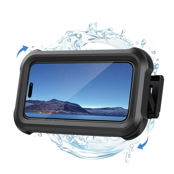 Shower Phone Holder Waterproof, 480 Rotation Phone Stand Case Mount for Bathroom Batheub Kitchen Wall Mirro Compatible with iPhone 15 14 13 12 11 Plus Pro Max XS XR up to 7" Cell Phone, Black