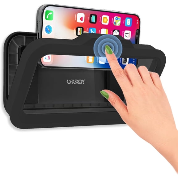 Shower Phone Holder Waterproof One-Touch Open Shower Phone Case Anti-Fog & Sensitive Touchscreen Bathroom Wall Phone Mount Stand Universal Fit for iPhone & Smartphones Gift for Men Women Black