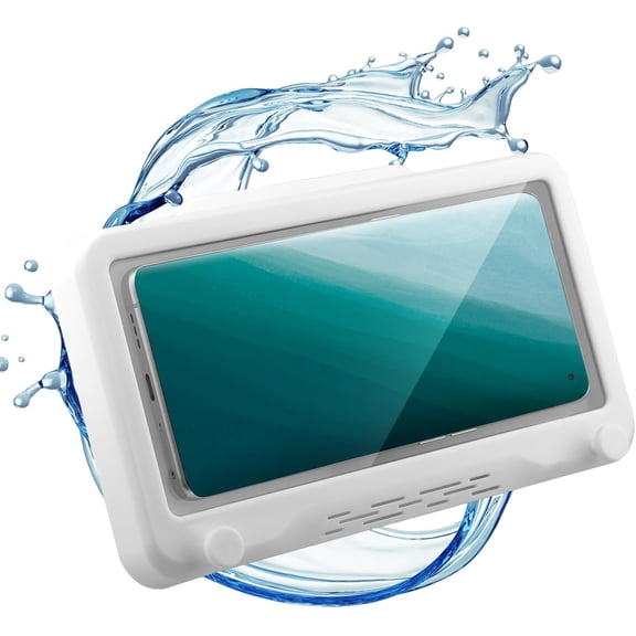 Shower Phone Holder Waterproof, Rotation Adjustable Wall Mounted Phone Holder for Bathroom Mirror Bathtub Kitchen Cell Phone Stand Case Compatible with 4-7inch Smartphones