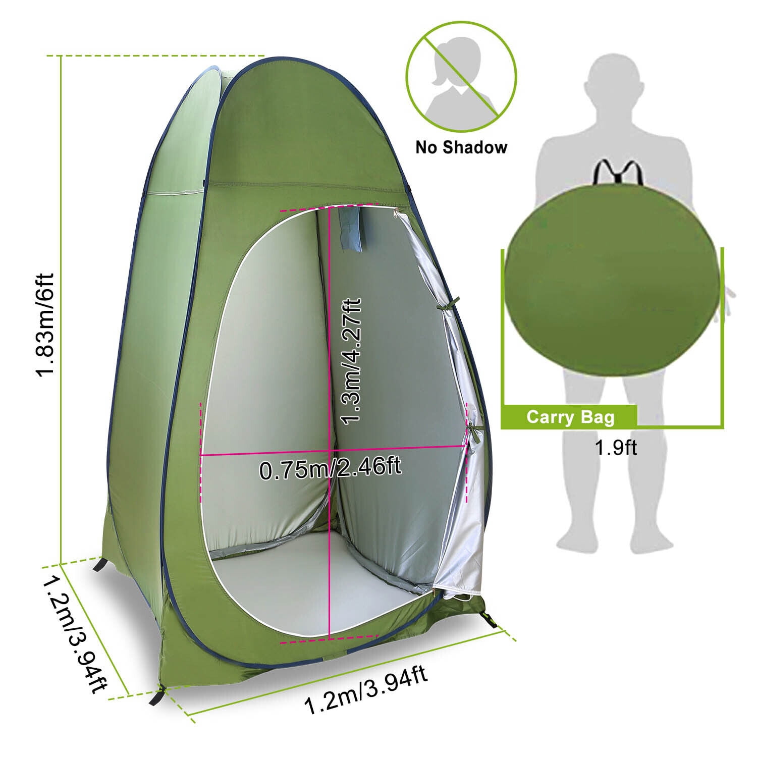 Shower Pop Up Privacy Tent Outdoor / Toilet / Changing Tent Sun Shelter