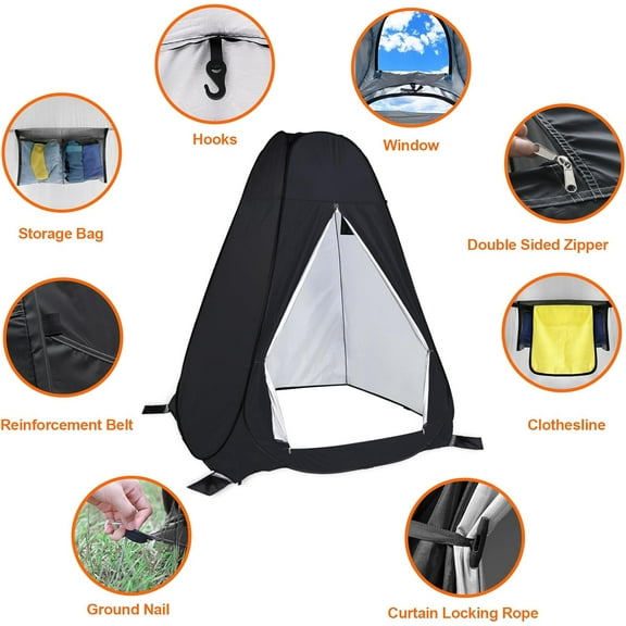 Shower Privacy Tent, 7FT Extra Large Pop Up Toilet Tent, Portable Outdoor Bathroom Shower Enclosure, Privacy Shelter for Changing Camping Hiking Beach Dressing, Fishing, UPF50+