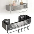 thumbnail image 1 of Shower Rack Bathroom Caddy Organizer Shower Storage Suction Cup Shower Shelf Bathroom Shower Caddy Shower Organizer Suction Shower Caddy Shower Cady Shower Shelf with Hooks 12.6 Inch Black Alloy, 1 of 4
