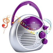 Shower Radio Waterproof Portable Mini AM/FM   Super Clear Signal, Easy Tuning, Battery Powered Hanging for Bathroom, Hot Tub, Kitchen, Outdoor   Small Lightweight for Elderly & Seniors   Home Gift