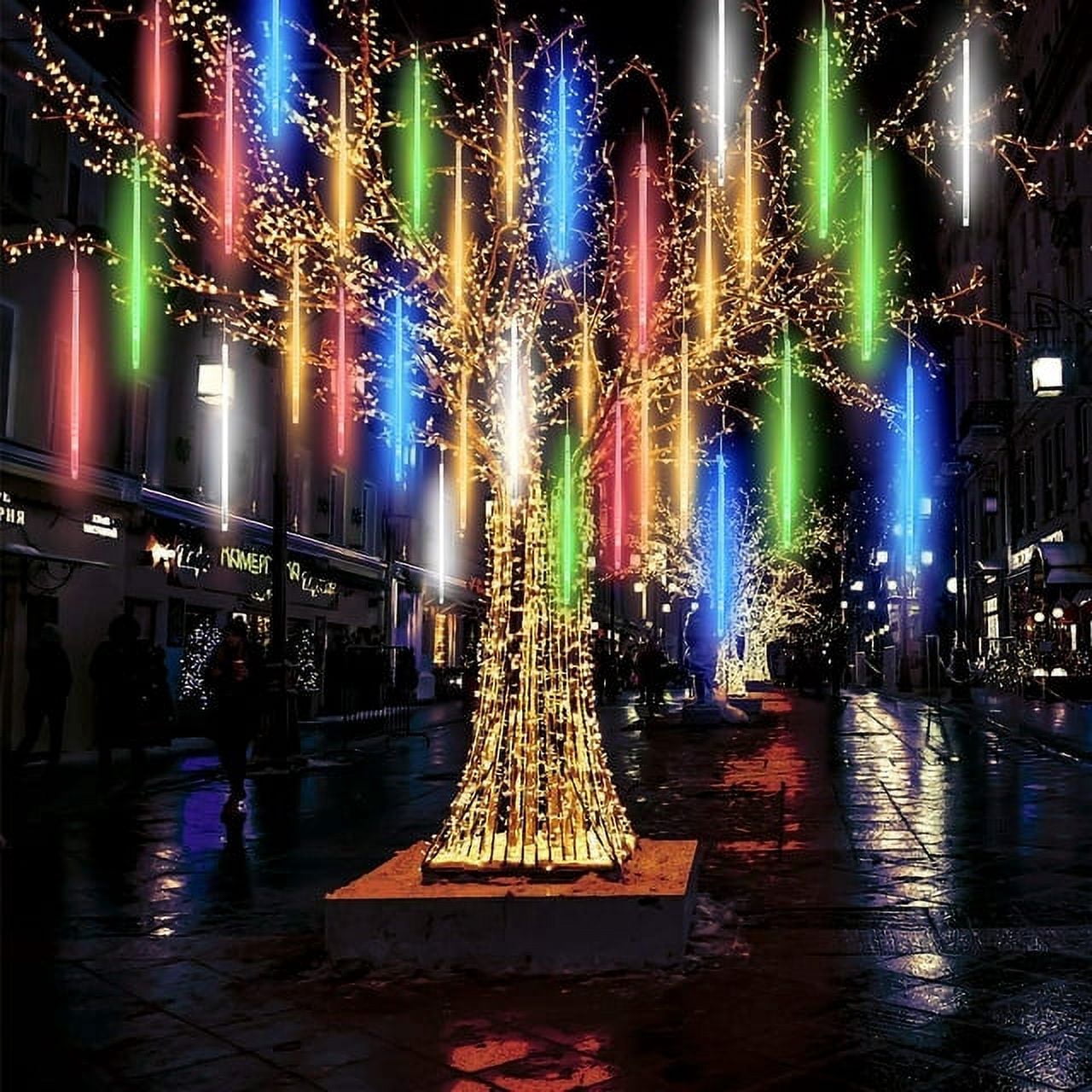 30/50cm Shower Rain Lights, 8 Tubes Extendable LED Raindrop Lights ...