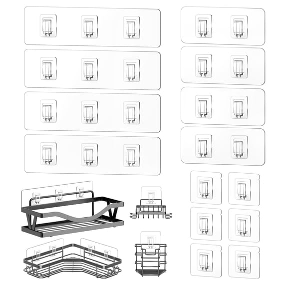 Shower Replacement Hooks Transparent-Upgrade 14Pack For Soap Holder And Kitchen Racks