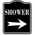 thumbnail image 1 of Shower Right Arrow BLACK Aluminum Composite Sign, 20"x24", 1 of 5