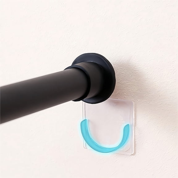 Shower Rod Holder, 2 Packs Tension Curtain Rod Bracket No Drilling, Adhesive Shower Rod Retainer Shower Curtain Rod Holder | Shower Curtain Rod not Included Transparent