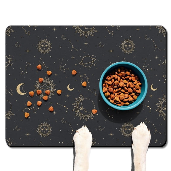 Shower Rug Celestial Starry Night Gothic Steampunk Artistic Sunburst Quick Dry Non-Slip Waterproof Washable Bathroom Rug