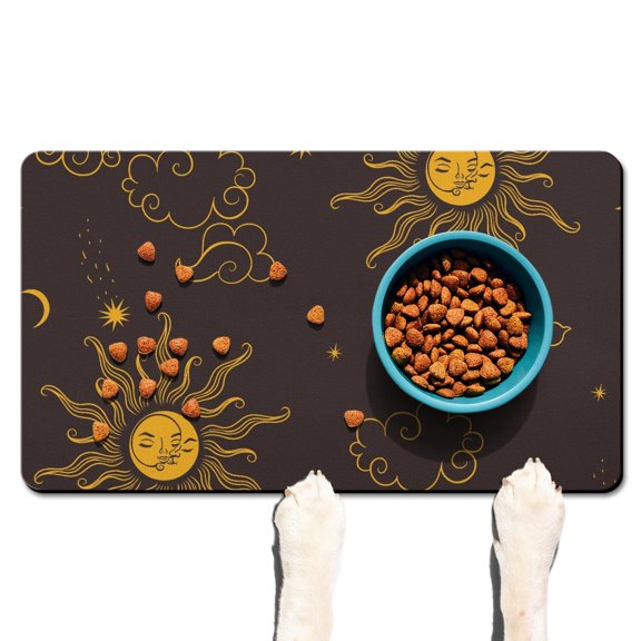 Shower Rug Celestial Starry Night Gothic Steampunk Artistic Sunburst Quick Dry Non-Slip Washable Bathroom Rug