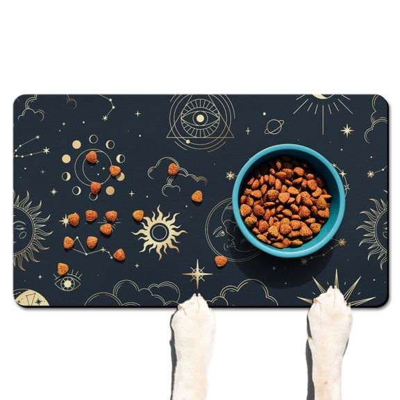 Shower Rug Mystical Night Sky Solar Ethereal Retro Artistic Non-Slip Absorbent Waterproof Quick Dry Washable for Bathroom or Entry