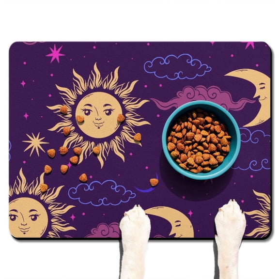 Shower Rug Mystical Night Sky Solar Ethereal Retro Artistic Non-Slip Absorbent Waterproof Quick Dry Washable for Bathroom or Entry